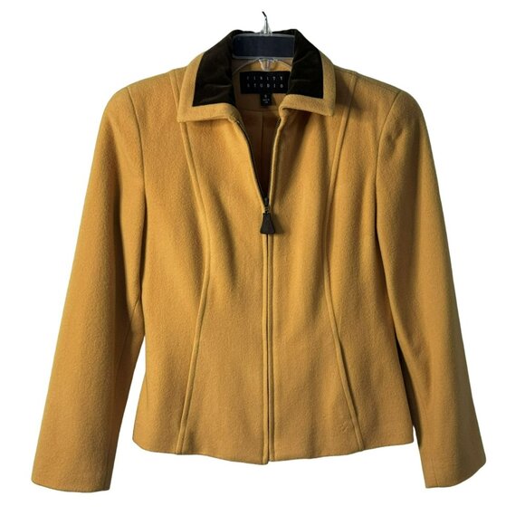 Finity Studio Womens Vtg Apricot Wool Cashmere Velvet Zip Front Jacket Sz 8 - Picture 2 of 6